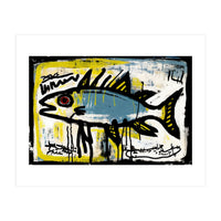 Blue Trout in Spray Painted Style Painting (Print Only)