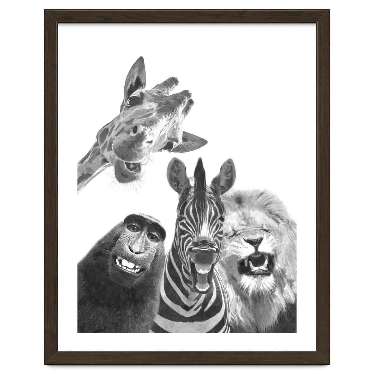 Black and White Jungle Animal Friends