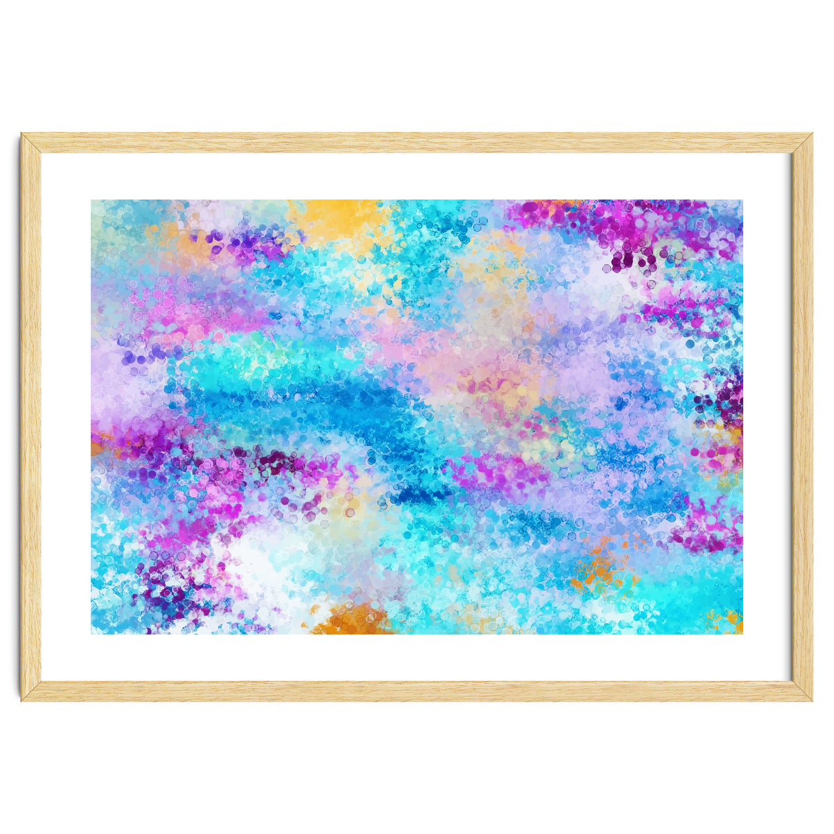 Mixed Emotions, Abstract Blue Colorful Painting, Eclectic Modern Bohemian Shapes Ocean