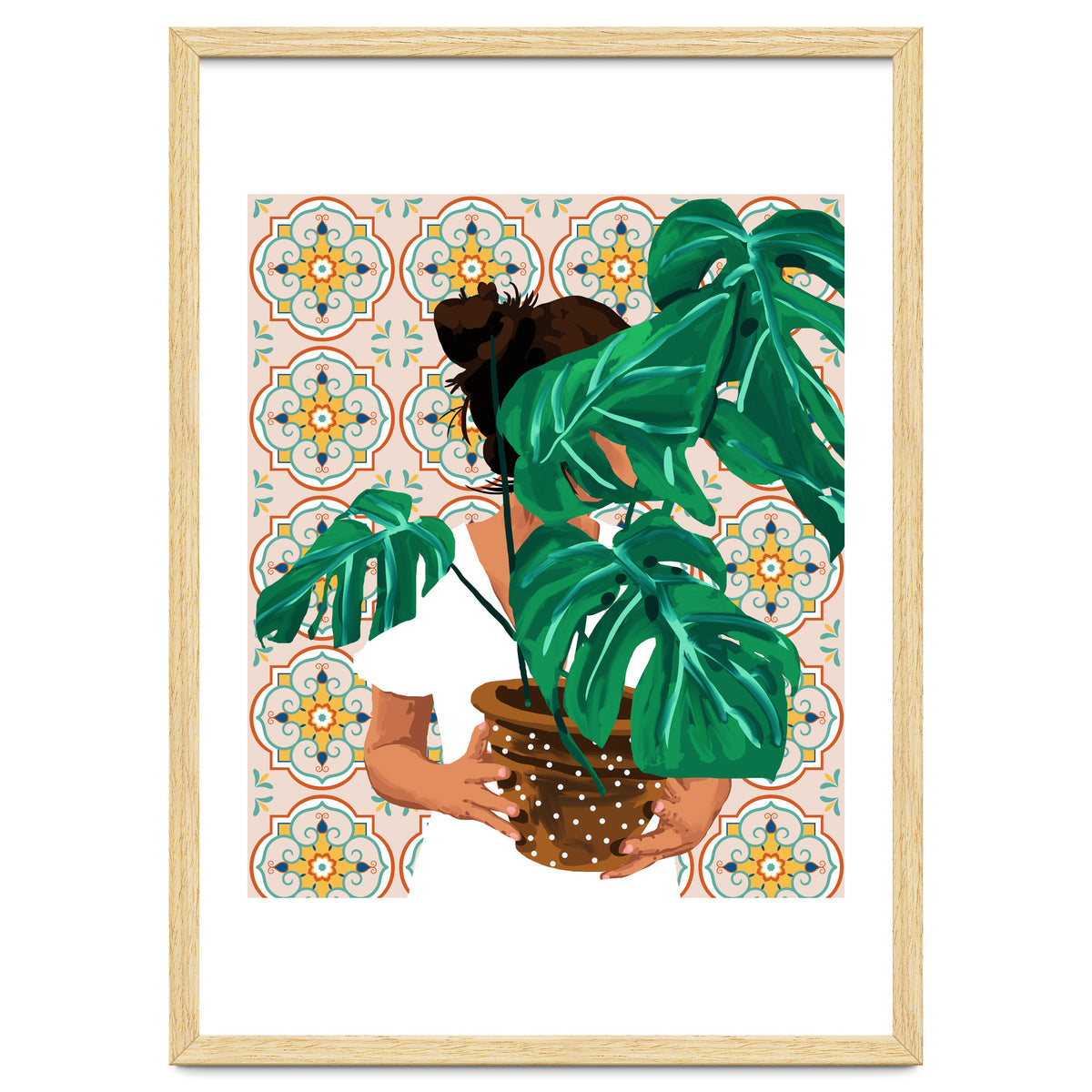 Monstera Plant Lady | Modern Bohemian Morocco Decor | Tropical Botanical Tiles