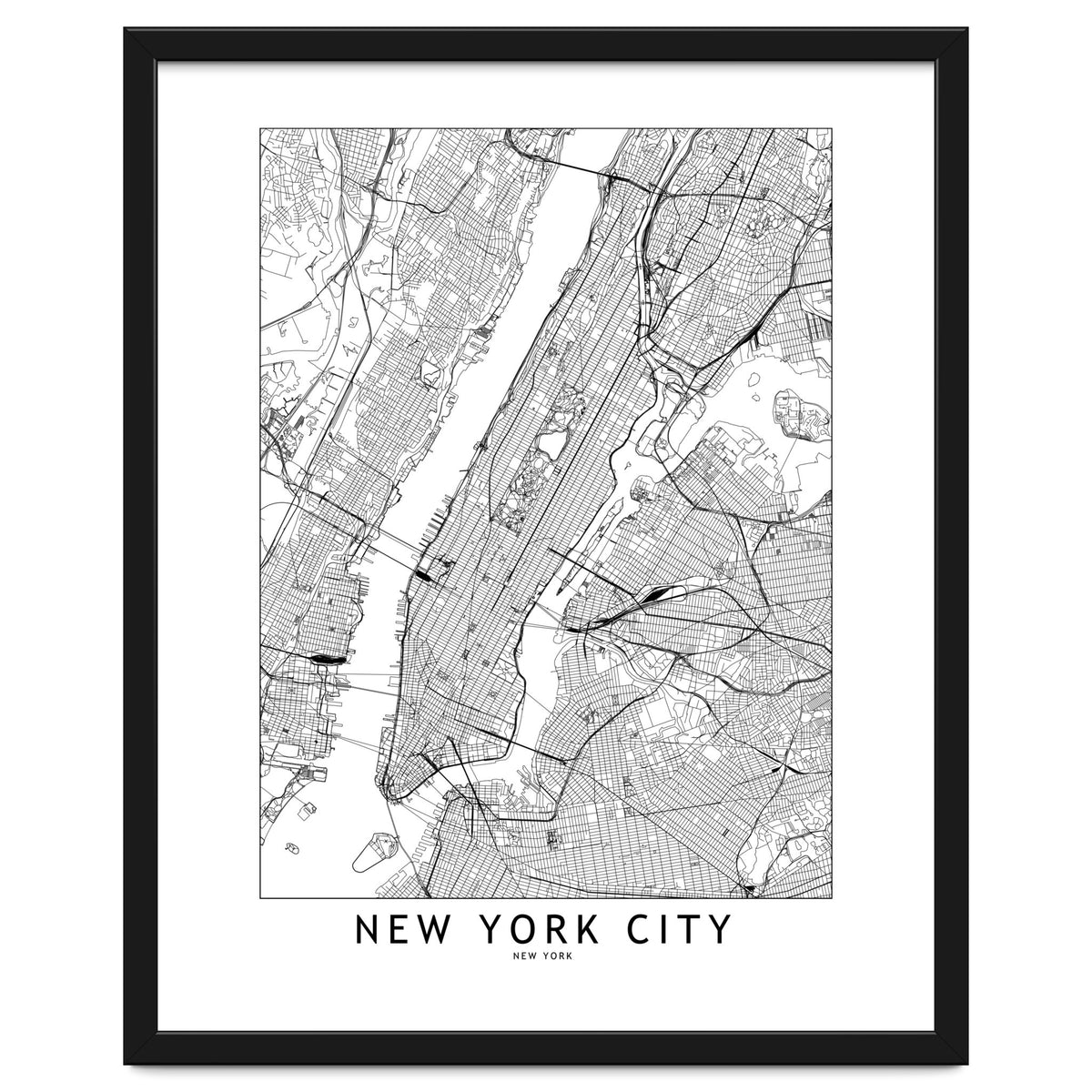 New York City White Map