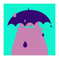 Lilac Cat With Umbrella  (Print Only)