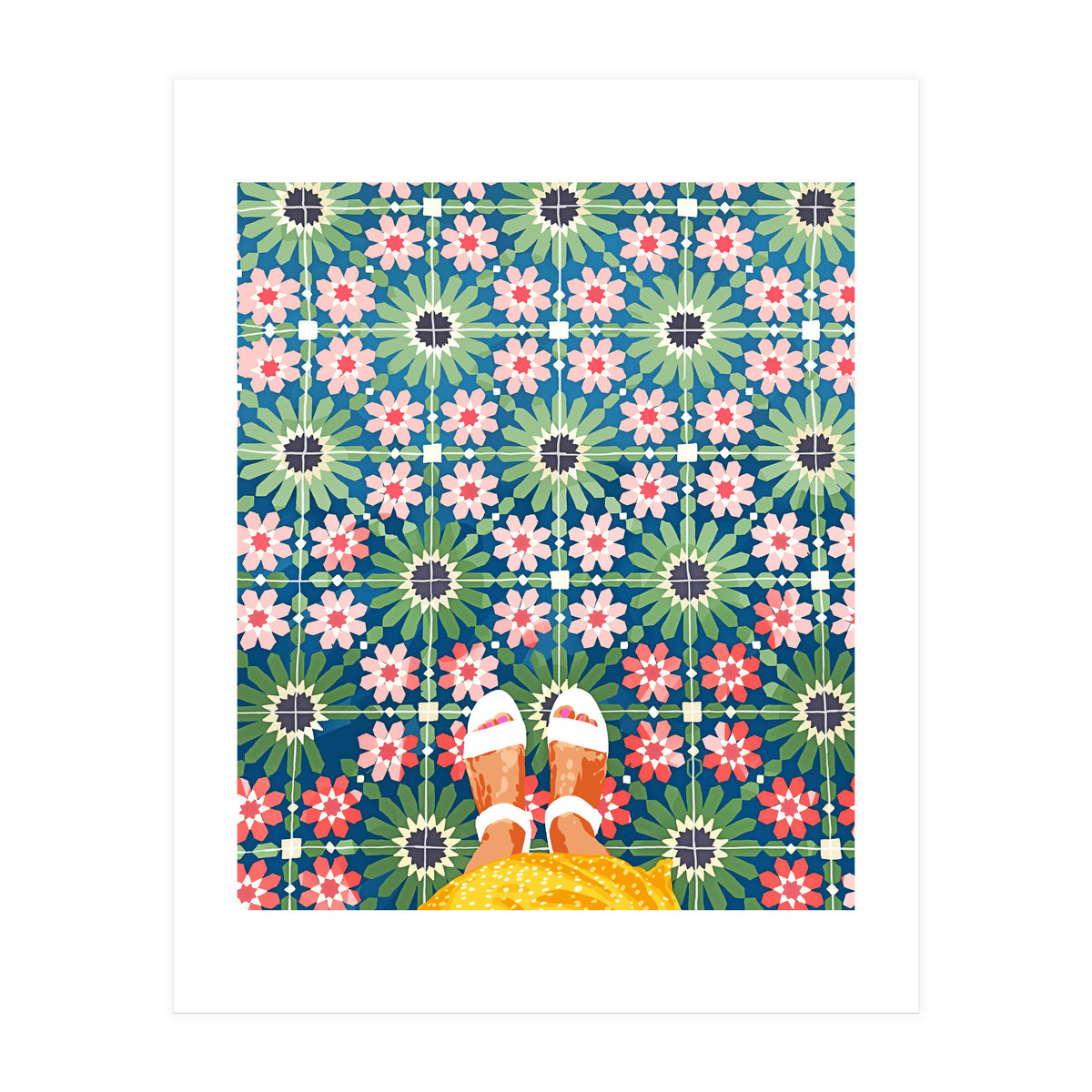 For The Love of Tiles | Moroccan Modern Bohemian Décor | Exotic Travel Watercolor Painting (Print Only)