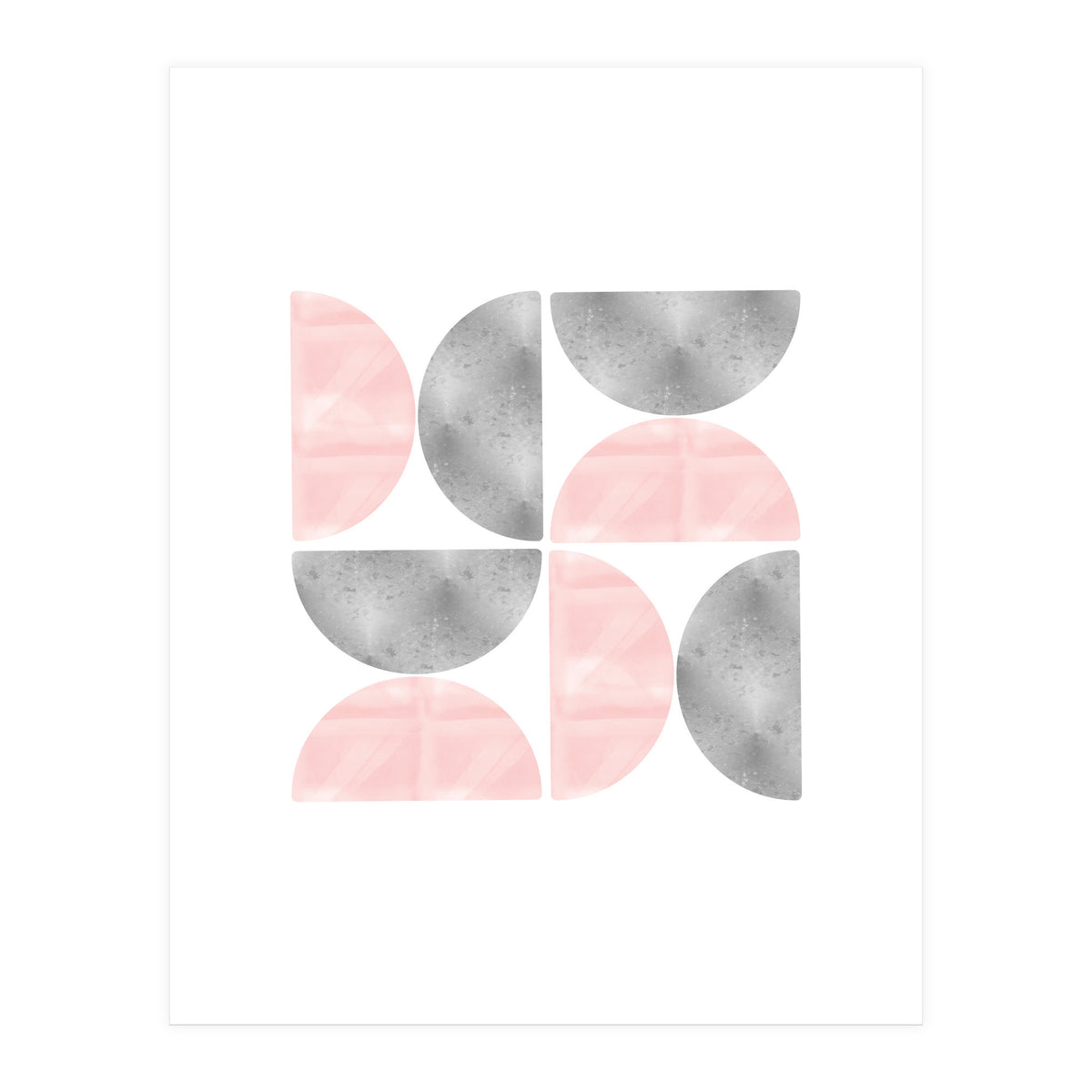 Half Moon Blush And Grey Abstract  (Print Only)