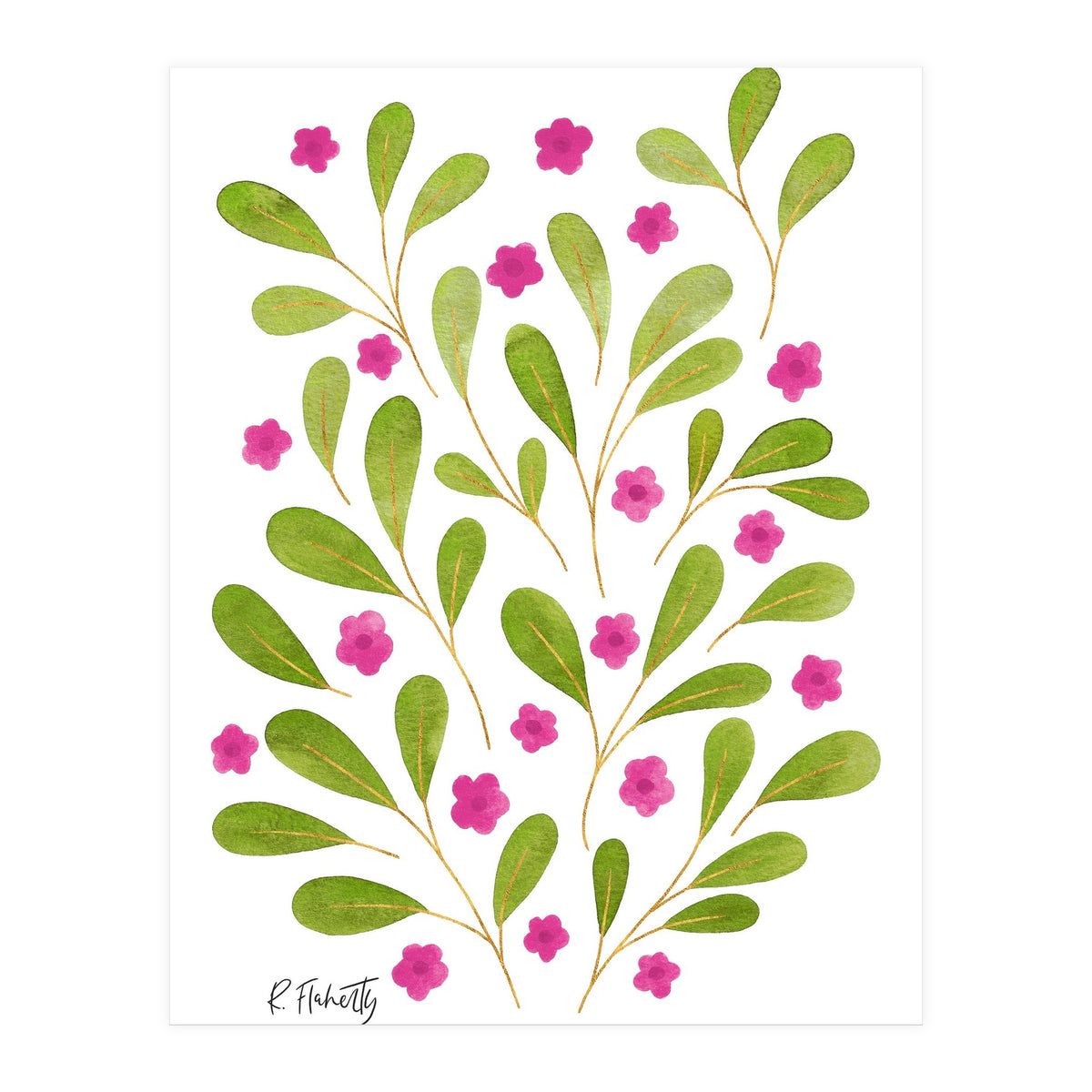 Springtime Floral | Pink and Green (Print Only)