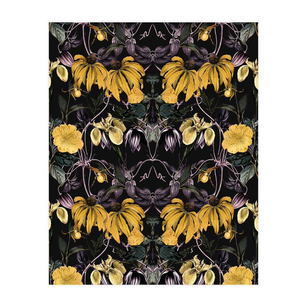 Nocturnal botanical garden kaleidoscope (Print Only)