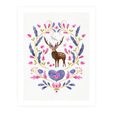 Floral Stag | Pink And Blue (Print Only) thumbnail