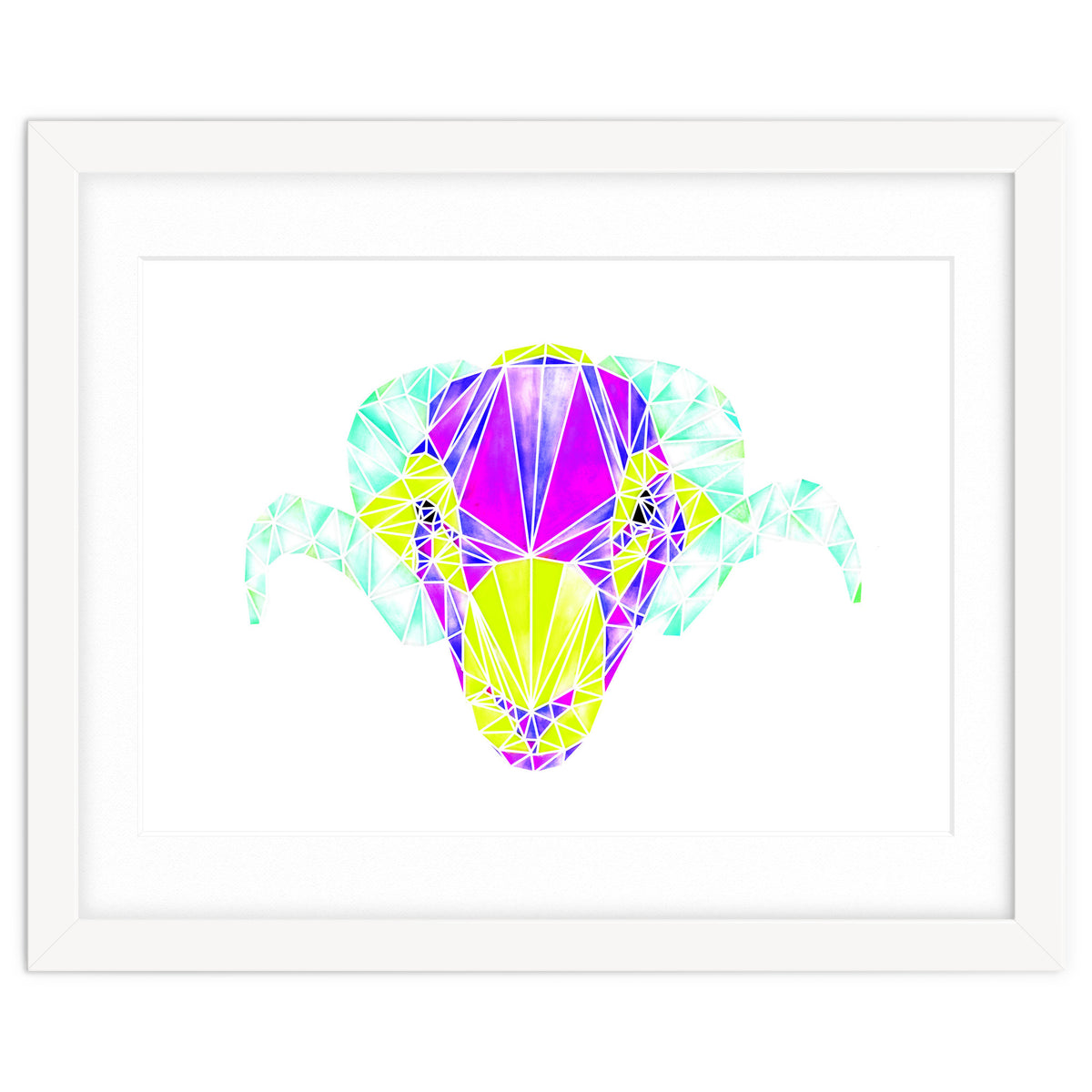 Colourful Geometric Swaledale Sheep Tup with White Lines