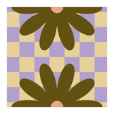 Retro Geometric Simple Flower on Checkerboard (Print Only) thumbnail