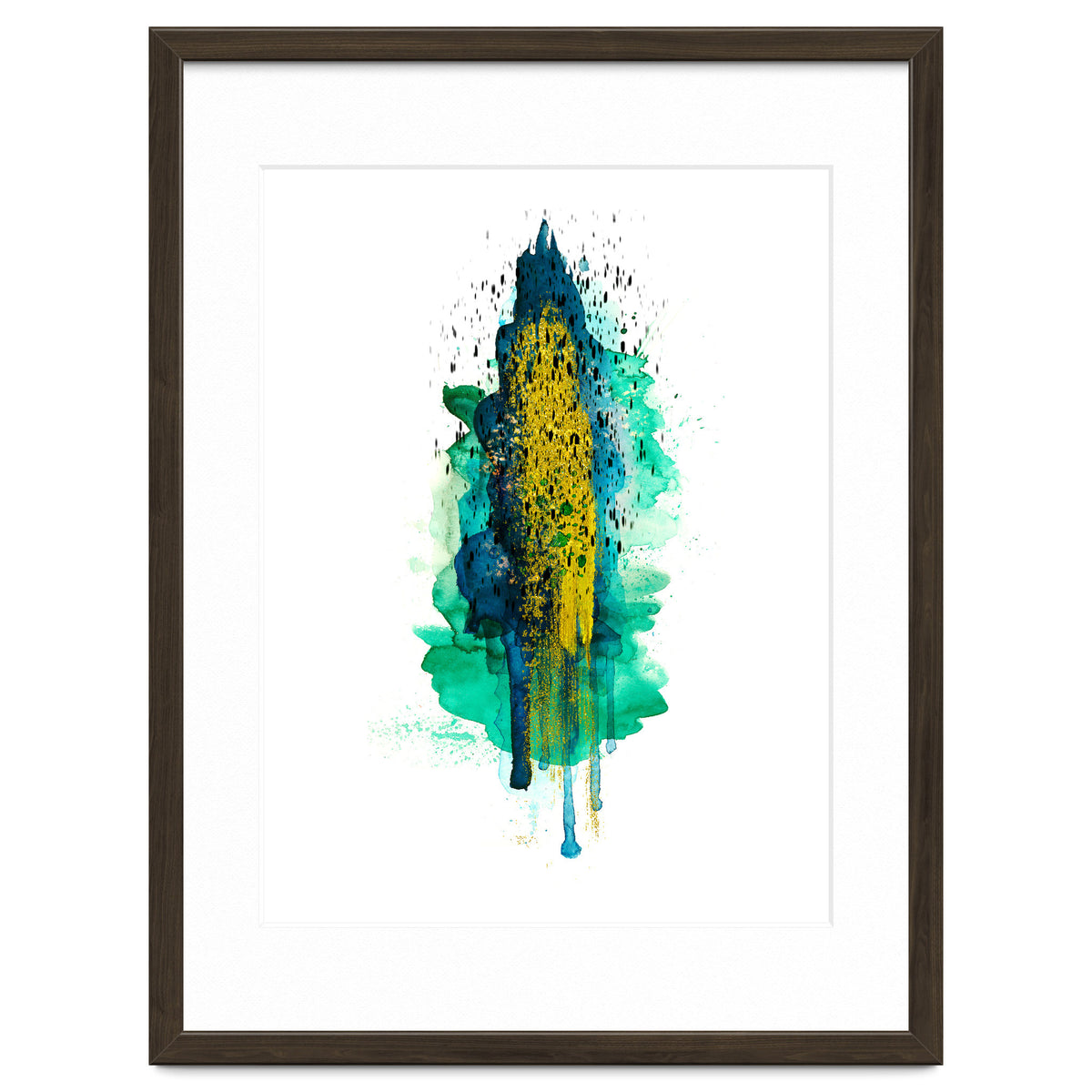 Abstract watercolour peacockgold