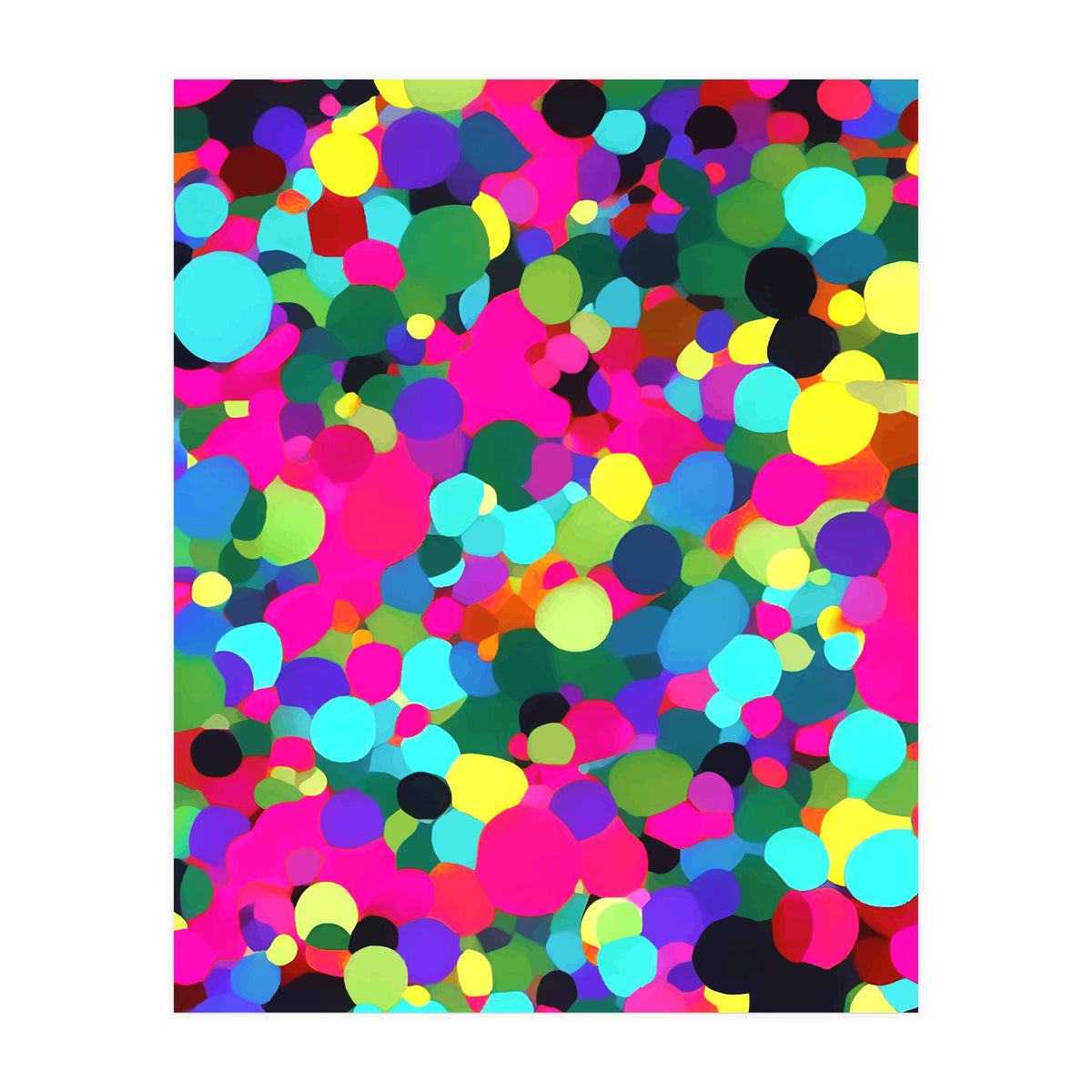 A Mess Of Colors, Eclectic Colorful Water Balloons, Fun Party Confetti Polka Dots Painting (Print Only)