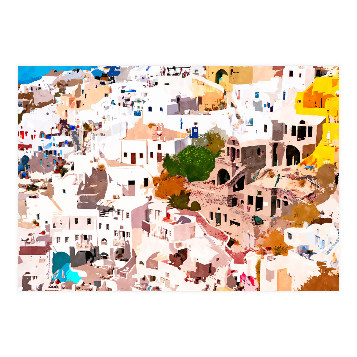 Travel Far Enough, You Meet Yourself Illustration, Spain Citiscape Architecture Painting, Buildings (Print Only)