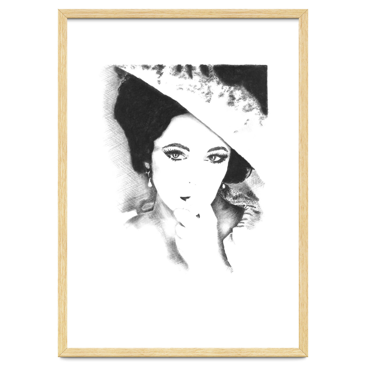 'Liz' - Elizabeth Taylor Charcoal Portrait