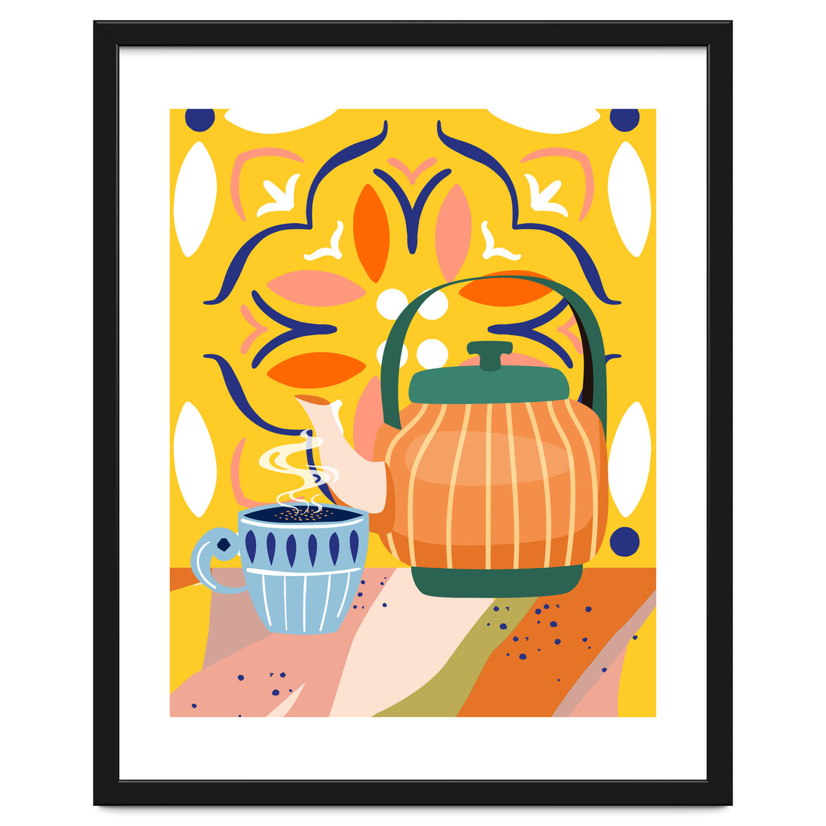 Pumpkin Spice Latte | Tea Chai Kettle & Cup | Modern Bohemian Colorful India | Eclectic Culture