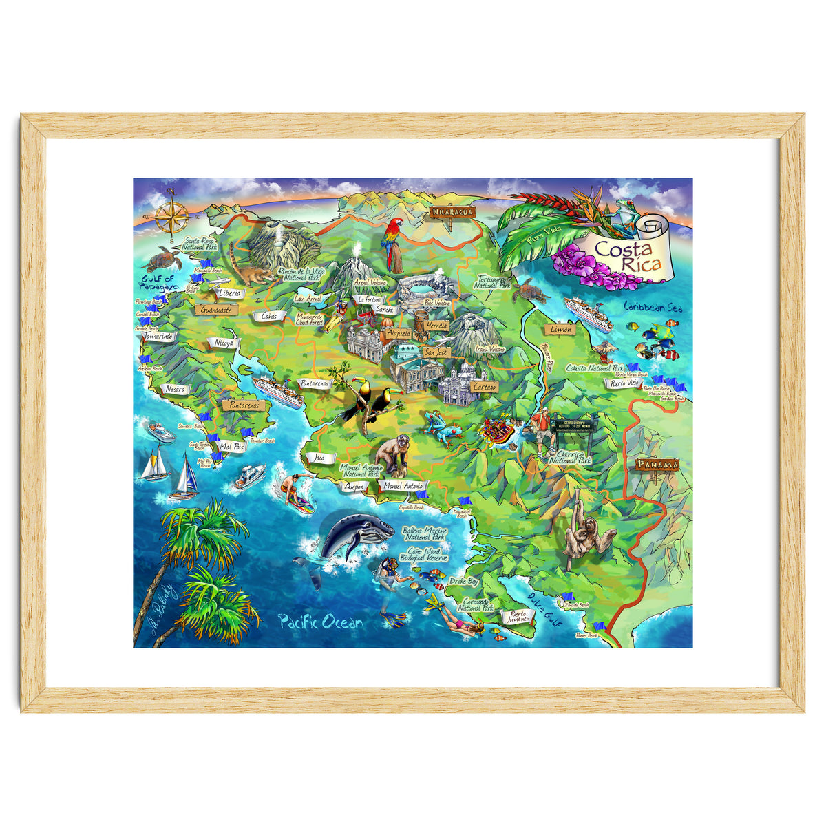 Costa Rica Map Illustration