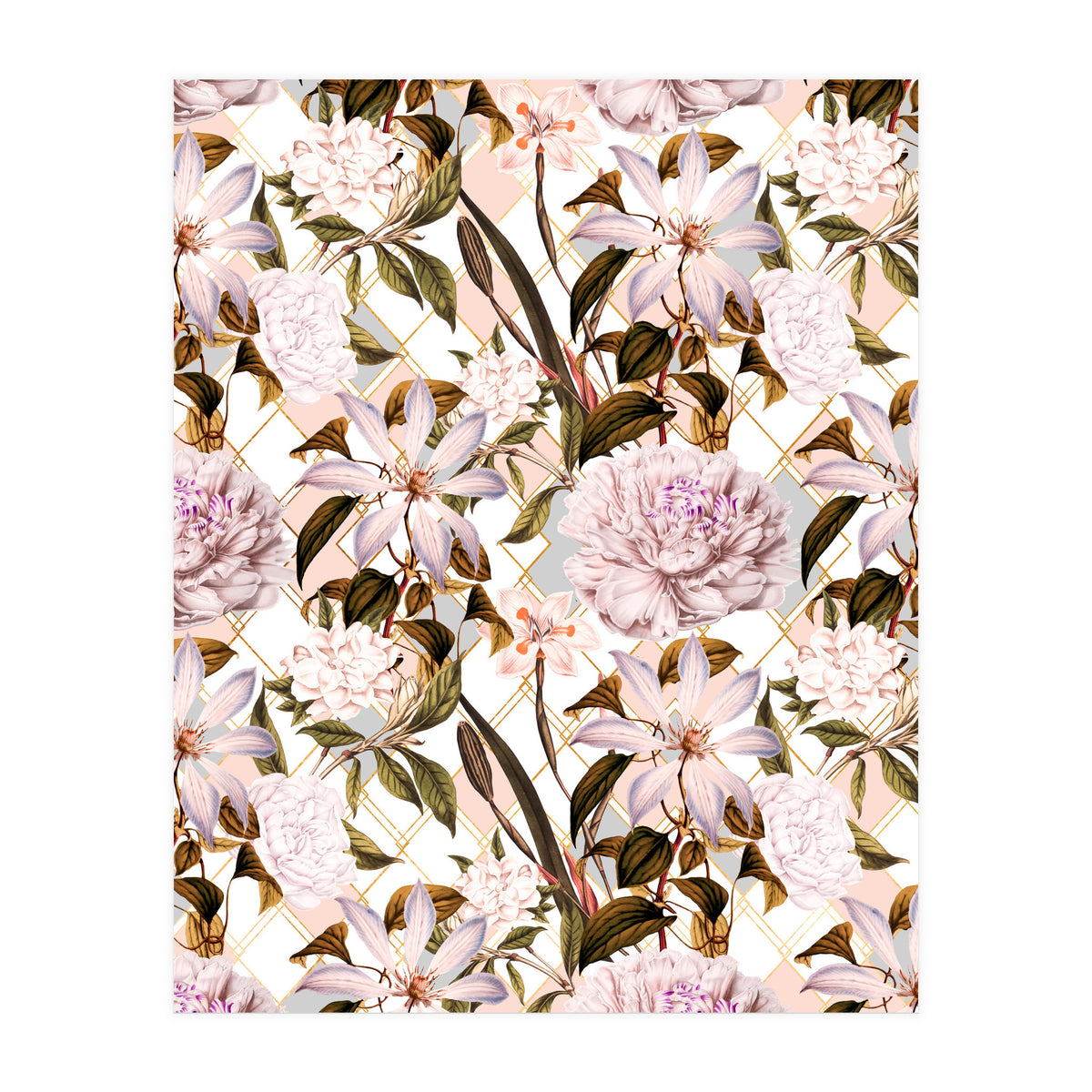 Pink flowering in geometric (Print Only)