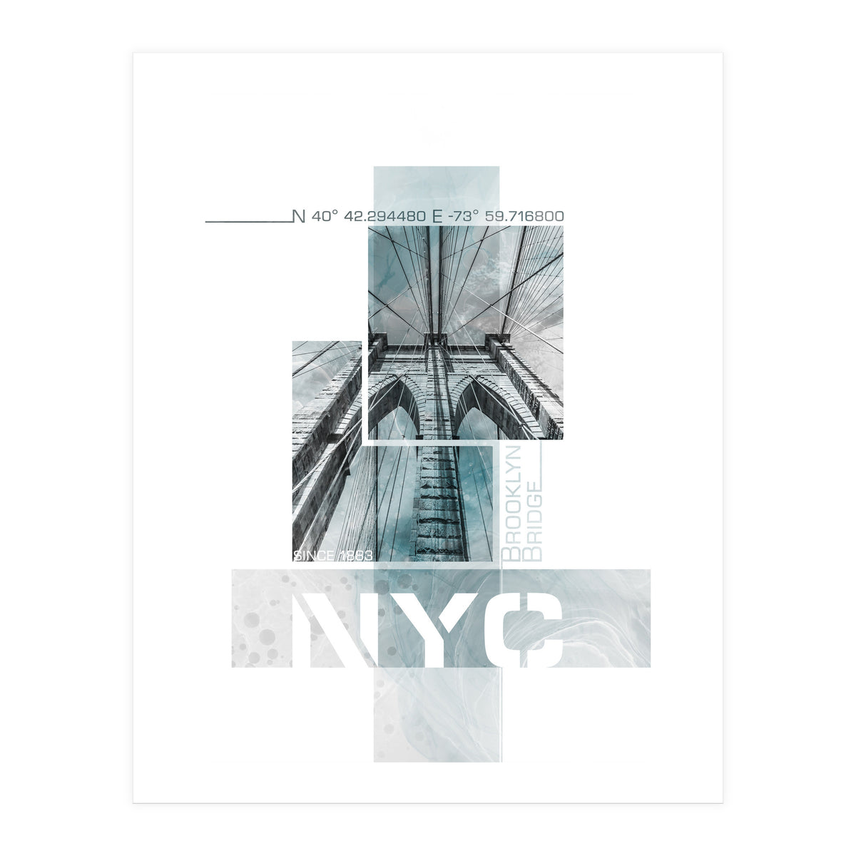 NYC Brooklyn Bridge Details | turquoise marble (Print Only)