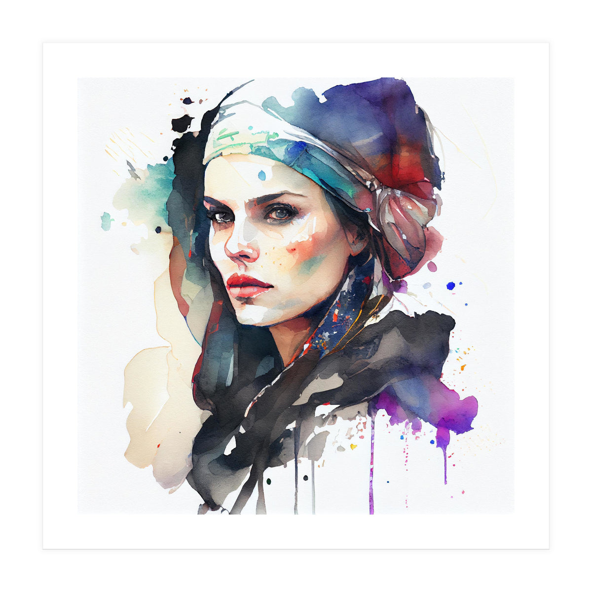 Watercolor Pirate Woman #5 (Print Only)
