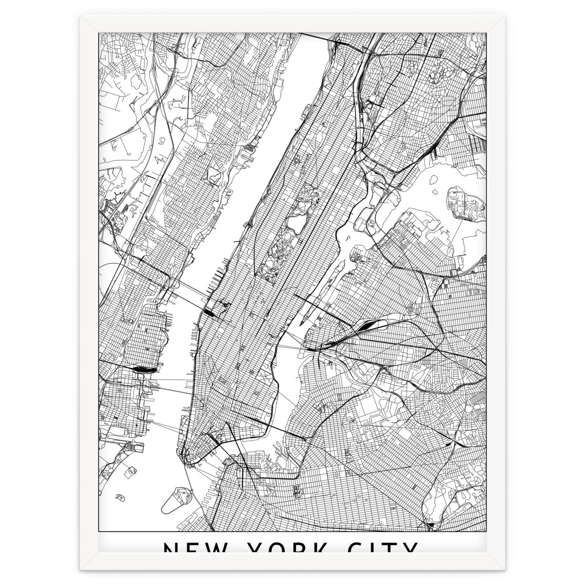 New York City White Map