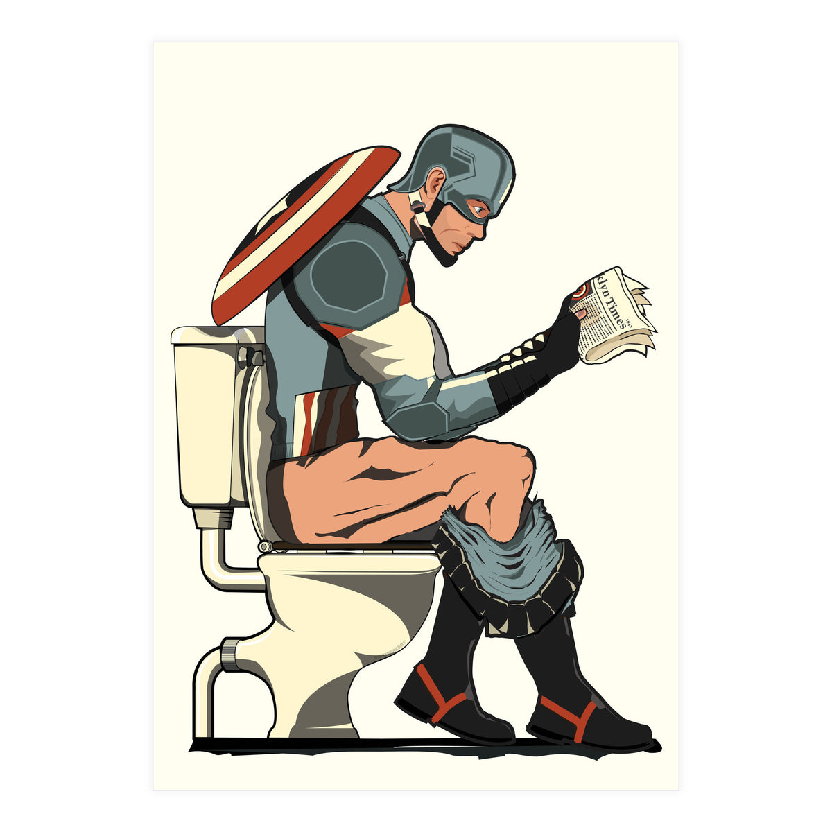 Captain America on the Toilet, funny bathroom humour (Print Only)