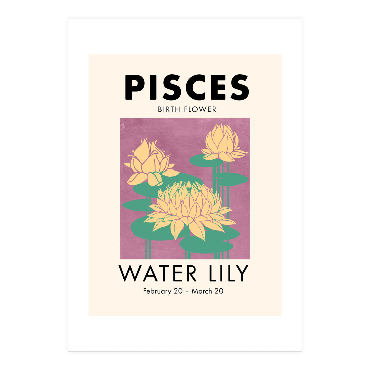 Pisces Birth Flower Water Lily (Print Only)