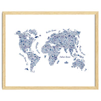 Watercolor World Map in Blue