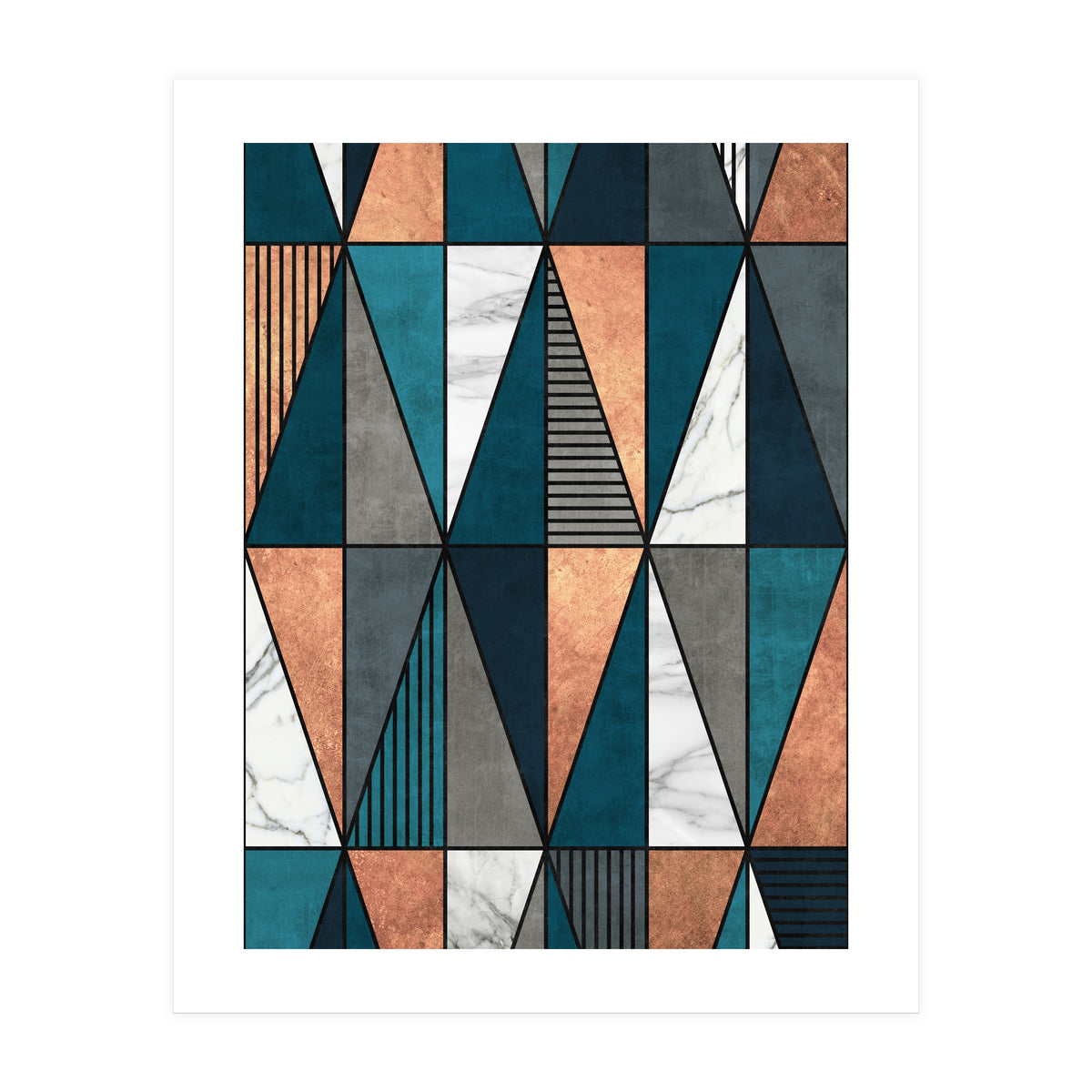 Copper, Marble and Concrete Triangles with Blue (Print Only)
