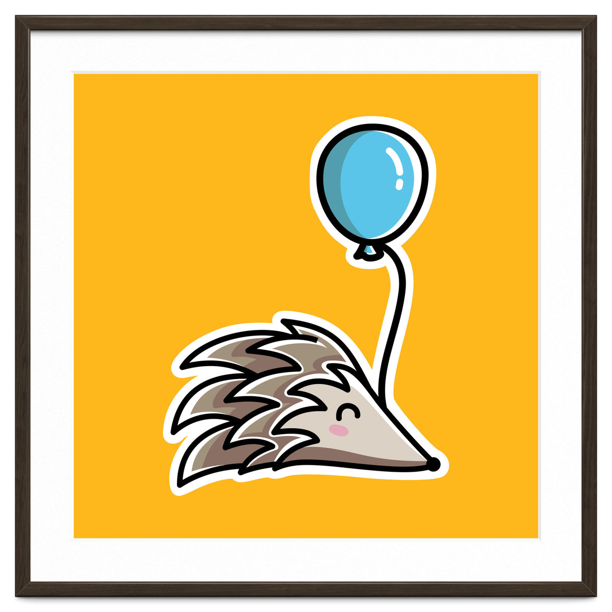 Kawaii Cute Hedgehog With Balloon