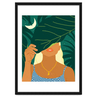 To The Moon & Never Back | Jungle Dreamer Bohemian Tropical Soul | Forest Nature Woman Illustration