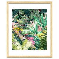 Bohemian Jungle, Tropical Botanical Nature Illustration, Forest Solo Travel Plants Painting