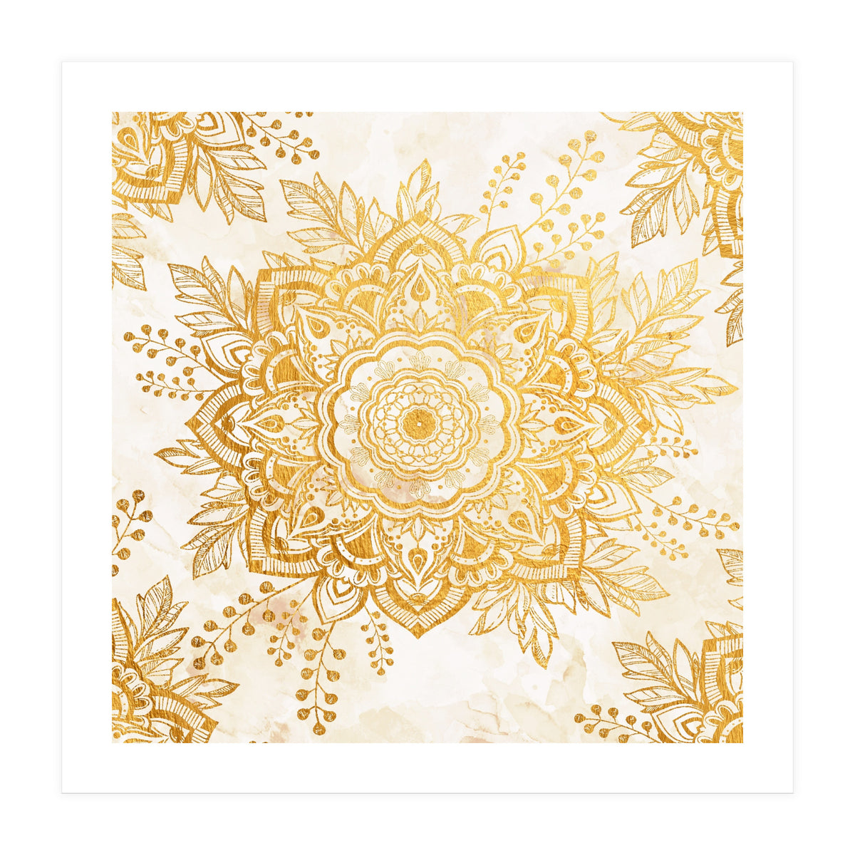 Queen Starring of Mandala-Gold Sunflower I (Print Only)