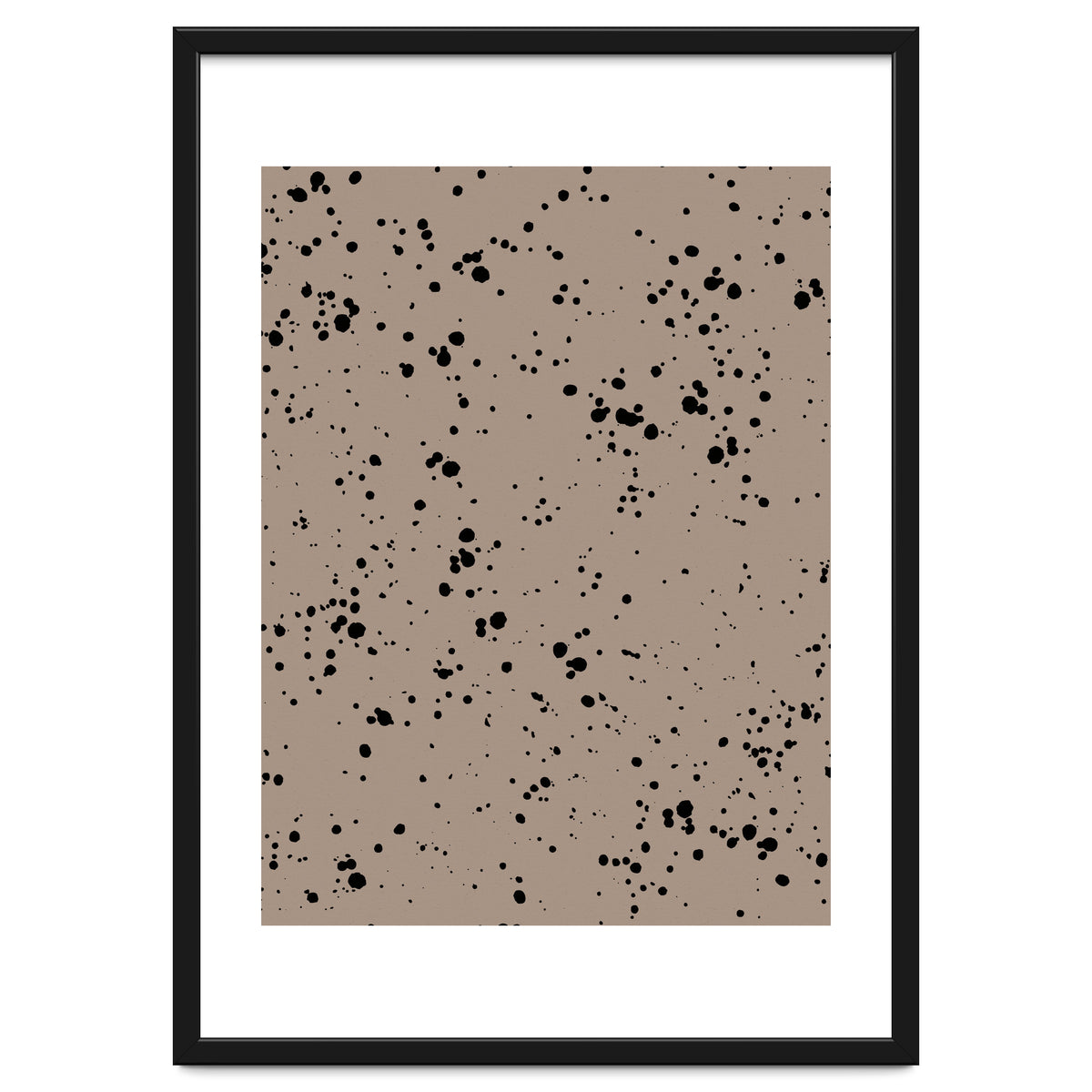 Black Paint Splatter on Dark Beige Background