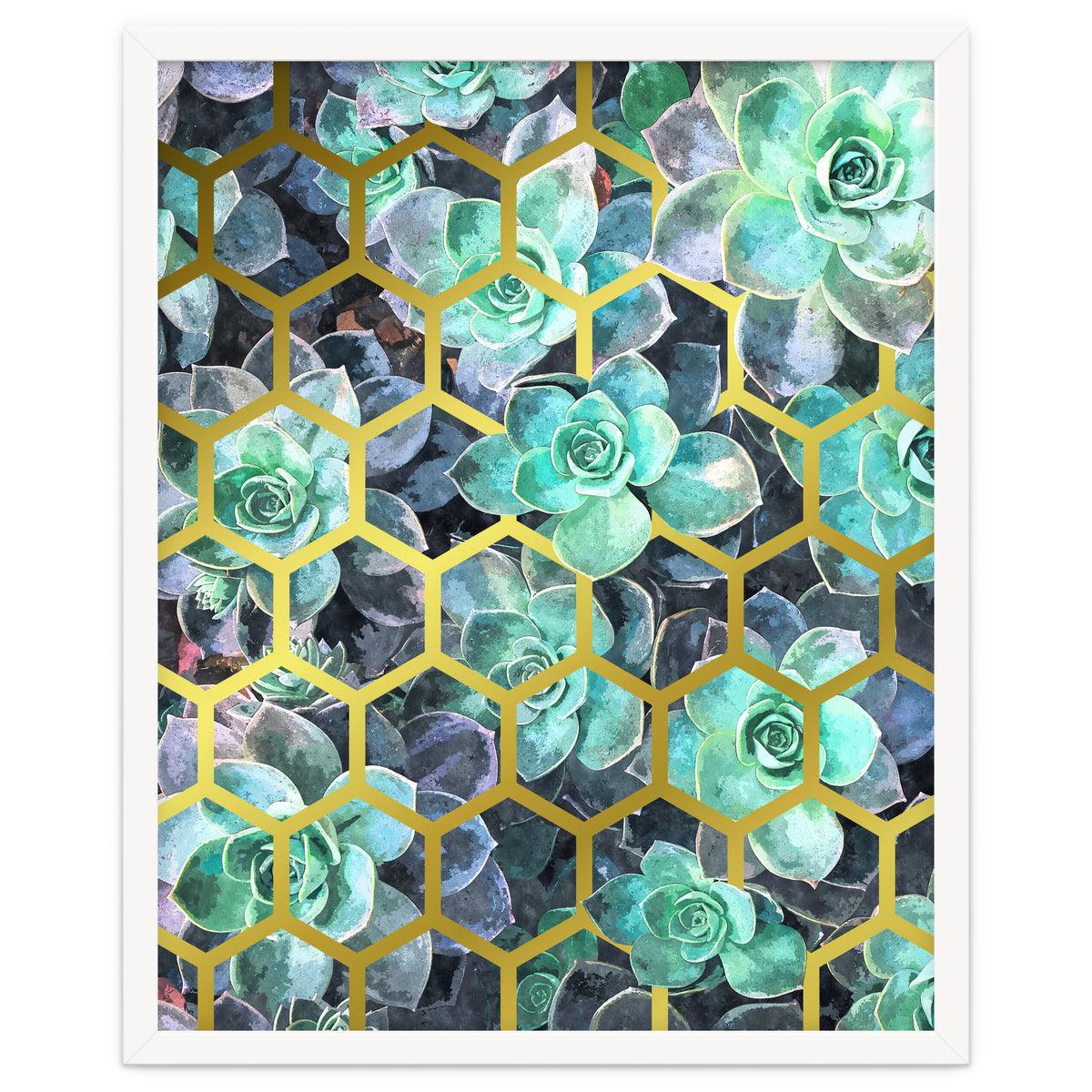 Succulents and Gold Geometric