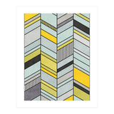 Colorful Concrete Chevron Pattern - Yellow, Blue, Grey (Print Only) thumbnail