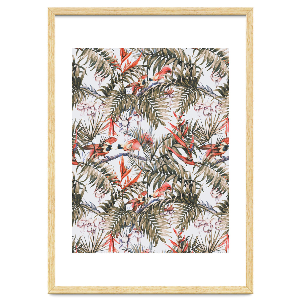 Exotic birds in the jungle paradise