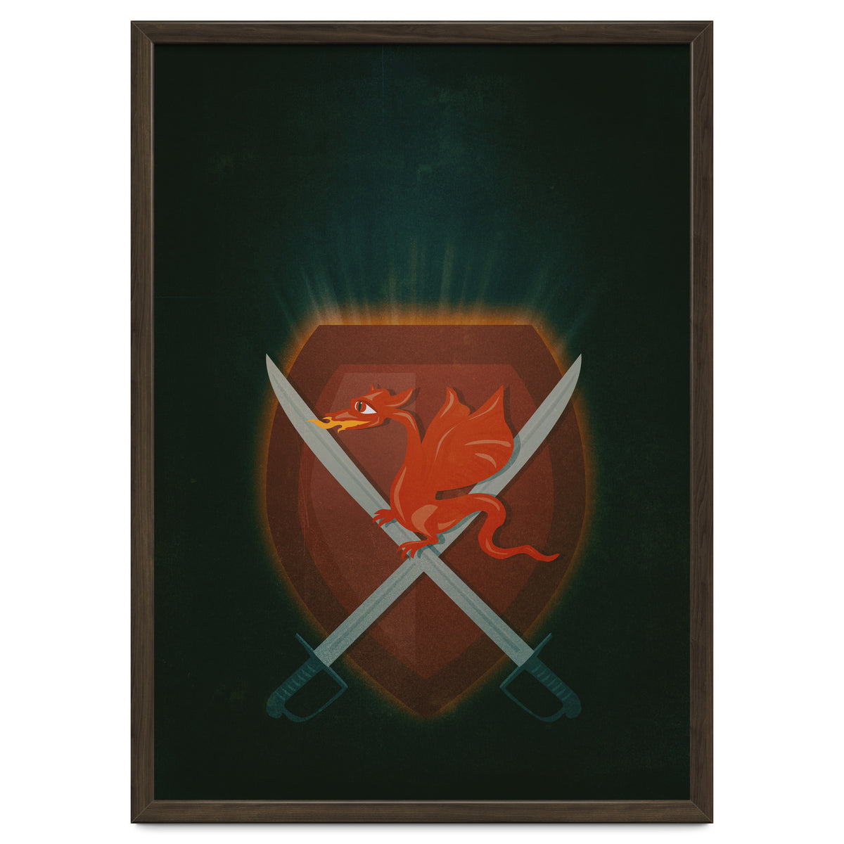 Heraldic dragon and cutlasses