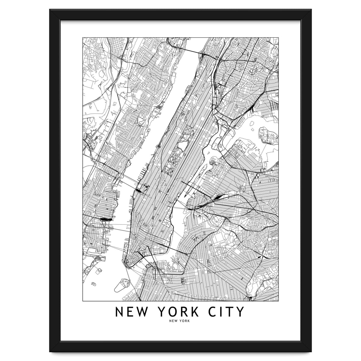 New York City White Map