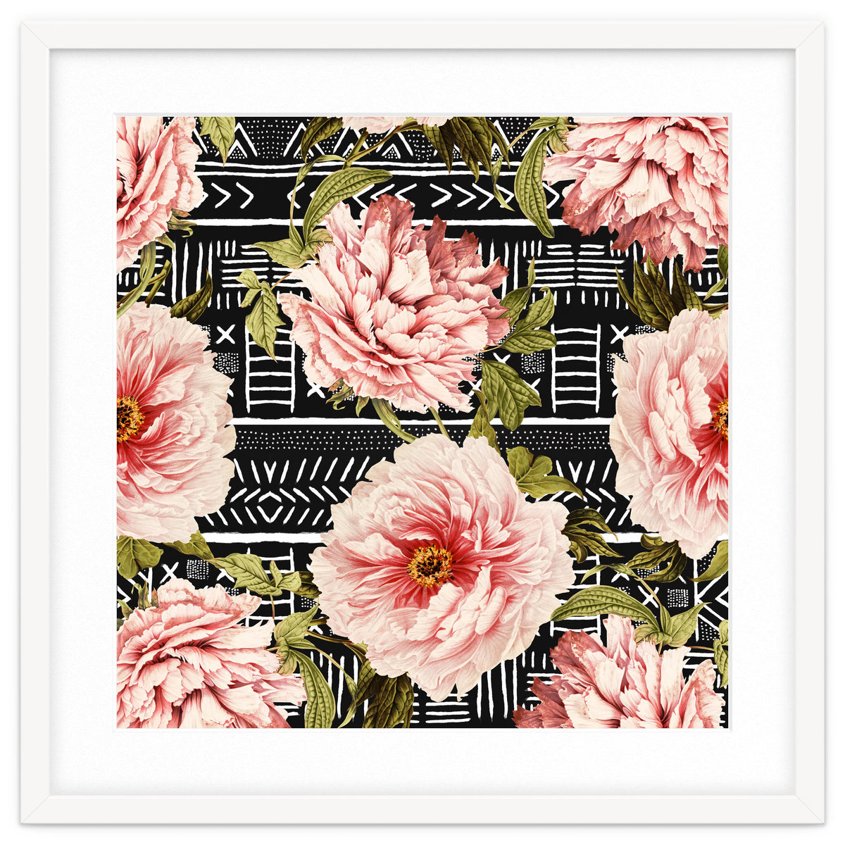 Flowering pink on drawn lines