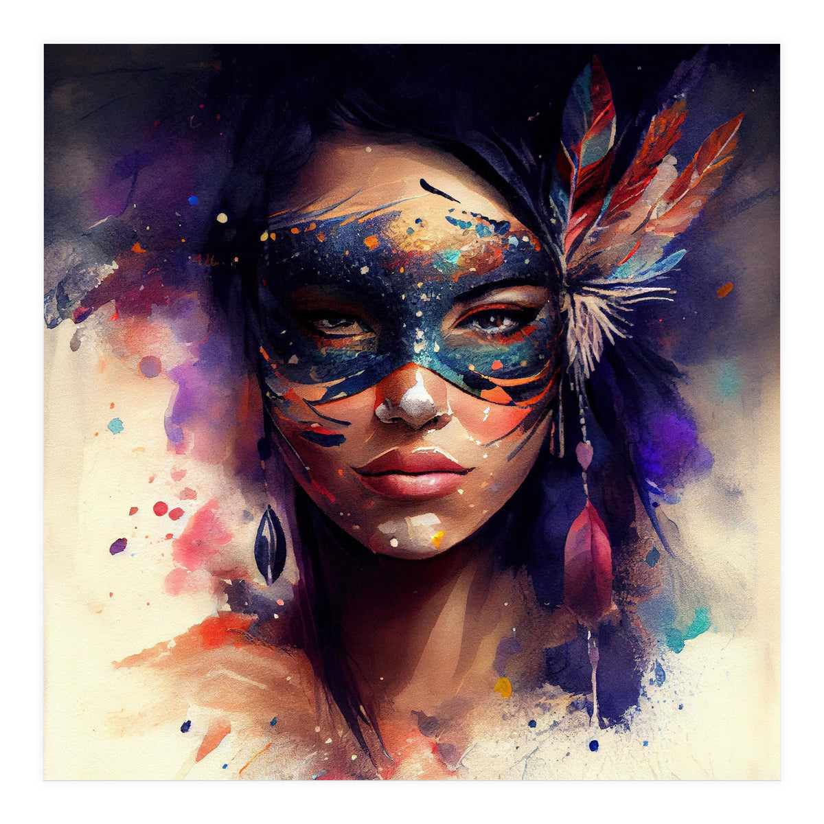 Watercolor Carnival Woman #1 (Print Only)