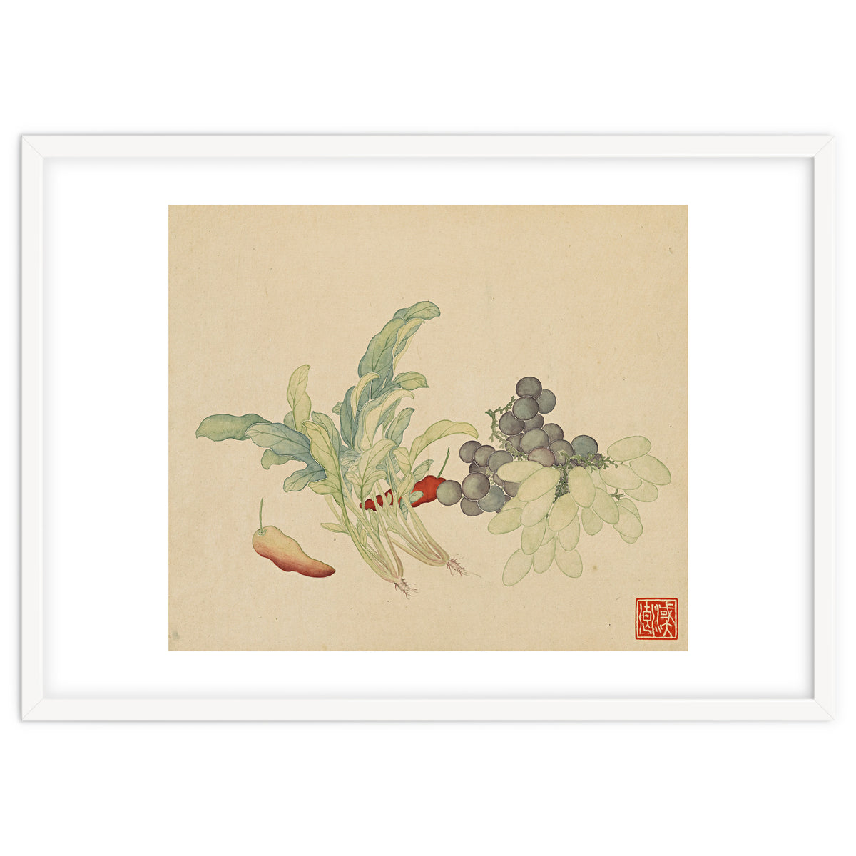 Wang Chengyu ~ Flowers And Vegetables, Vegetables, Fruits, Peppers, Millet Hot, Grapes, Spinach