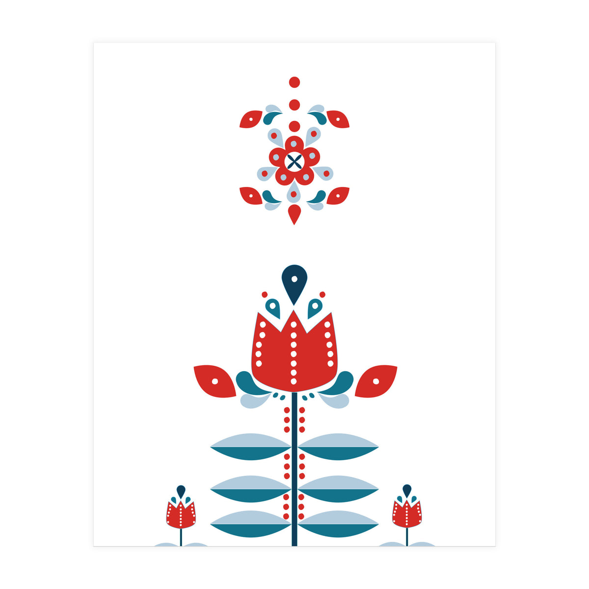 Scandinavian Folk Flowers (Print Only)