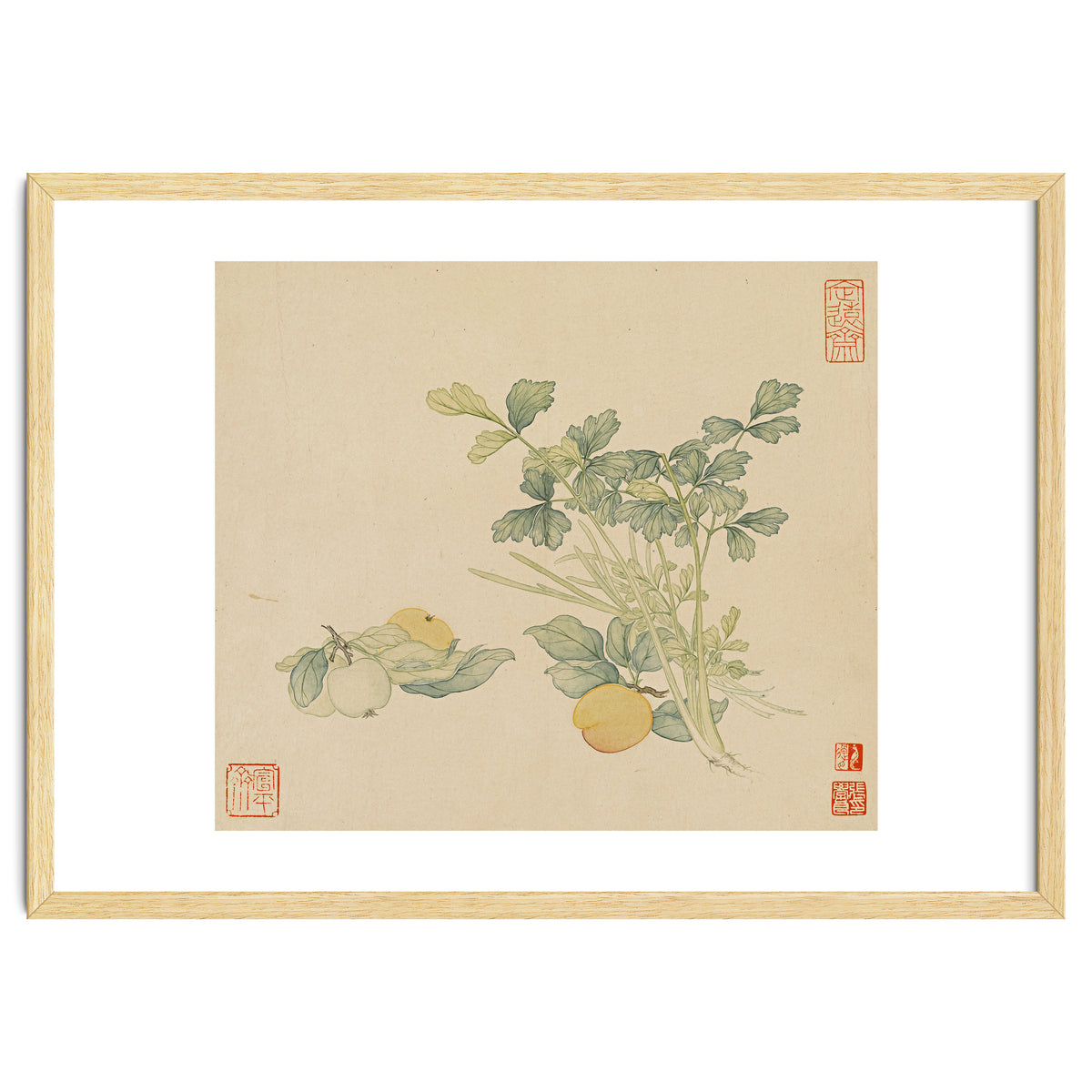 Wang Chengyu~flowers And Vegetables, Vegetables, Fruits, Plums, Apricots, Celery