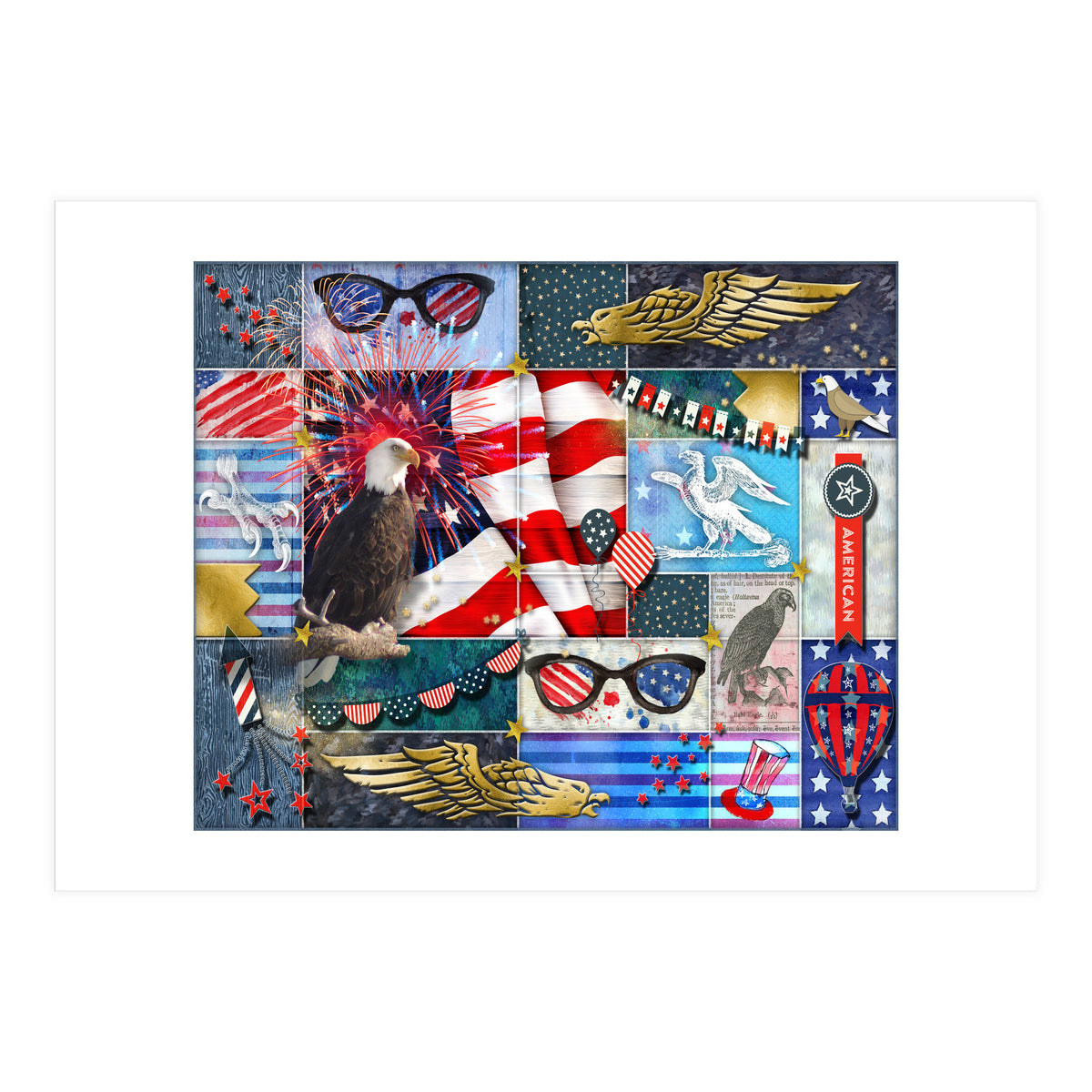 Americana Eagles Collage (Print Only)