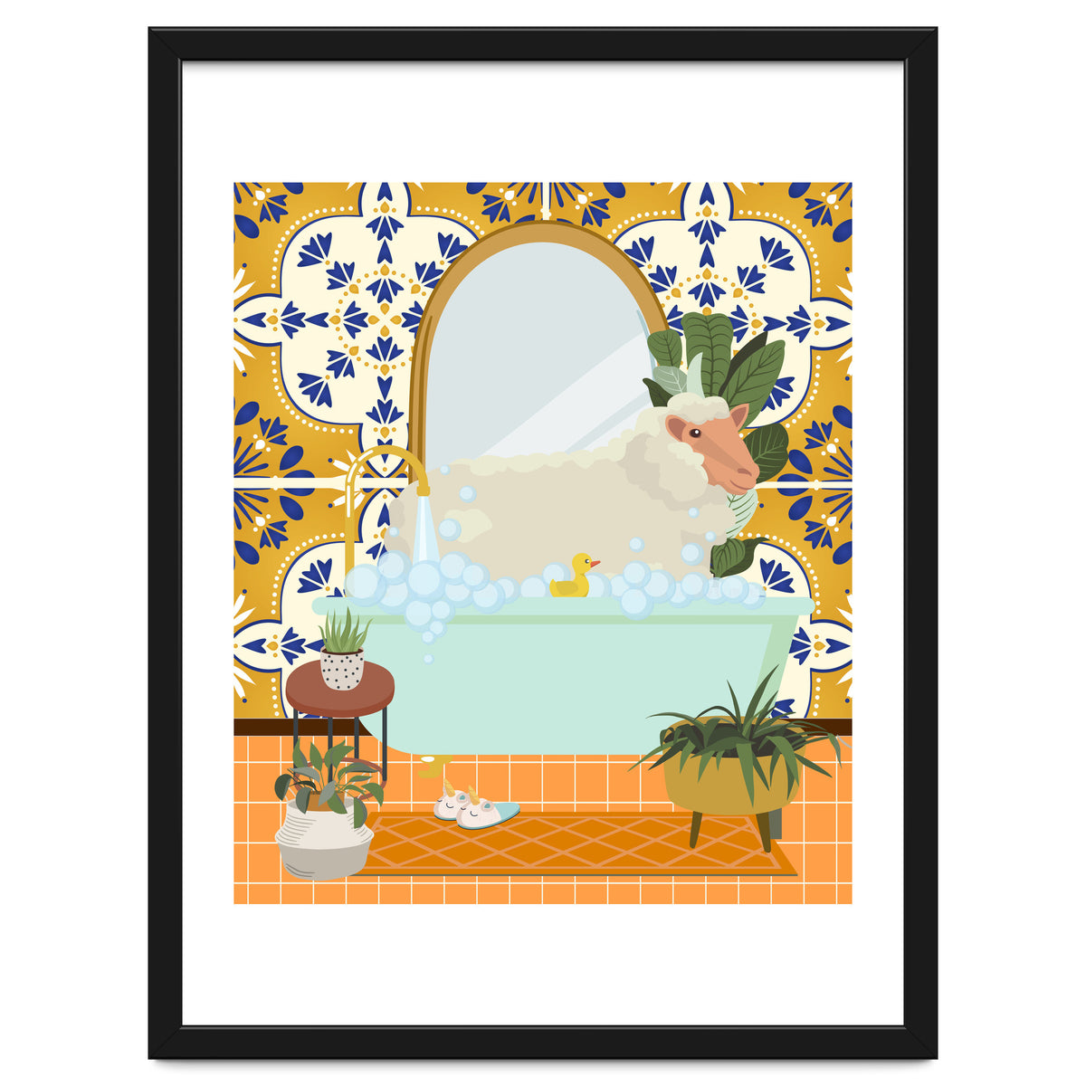 Sheep Bathing in Moroccan Style Bathroom