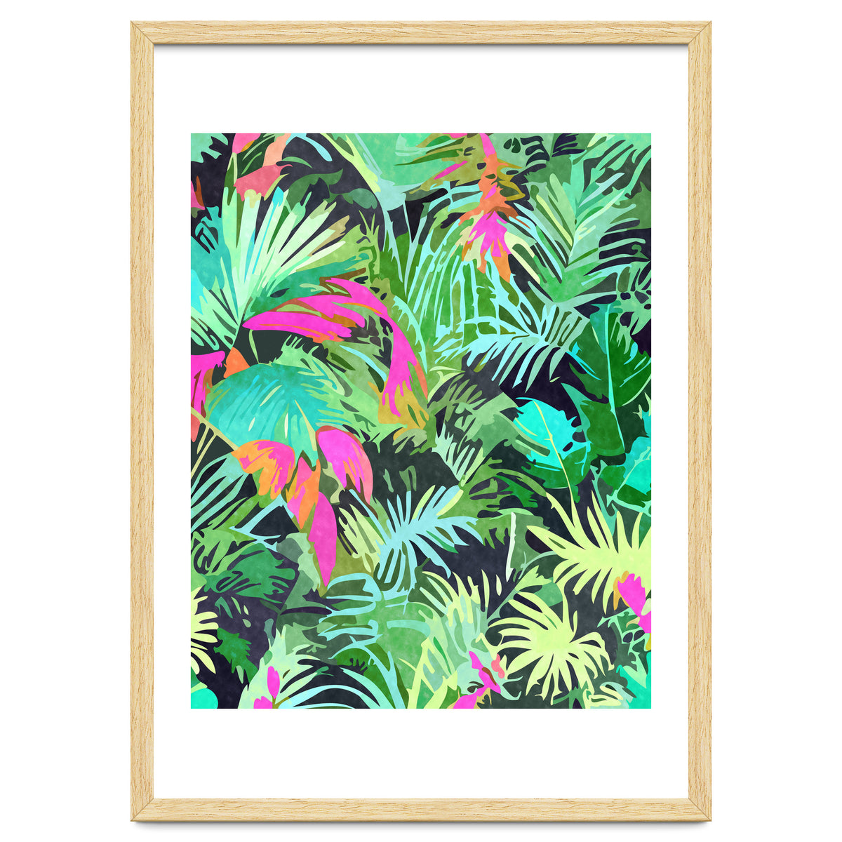 Tropical Jungle, Botanical Nature Plants, Palm Forest Bohemian Watercolor, Modern Wild Painting