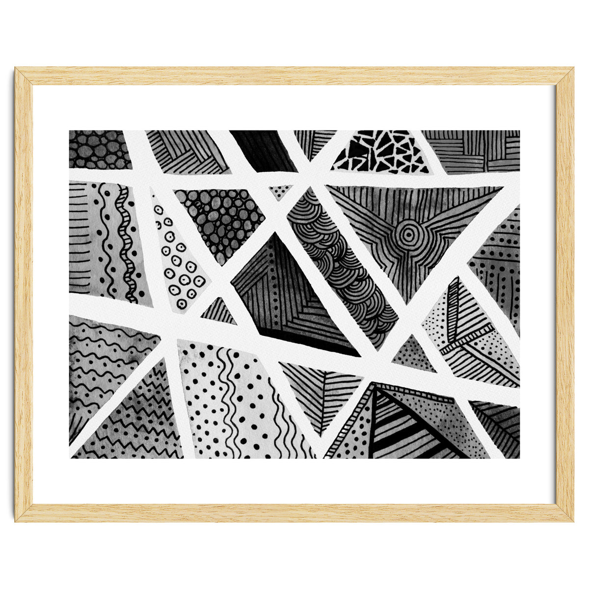 Geometric doodle pattern in black and white