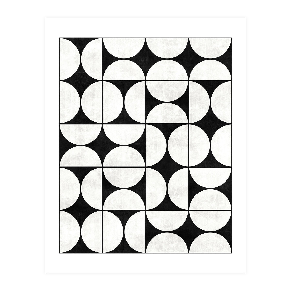 Mid-Century Modern Pattern No.2 - Black and White Concrete (Print Only)