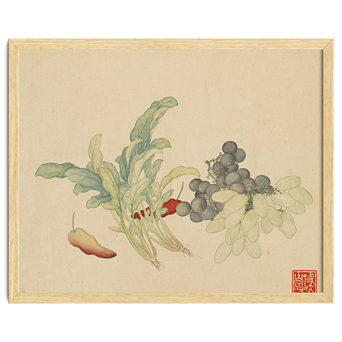 Wang Chengyu ~ Flowers And Vegetables, Vegetables, Fruits, Peppers, Millet Hot, Grapes, Spinach