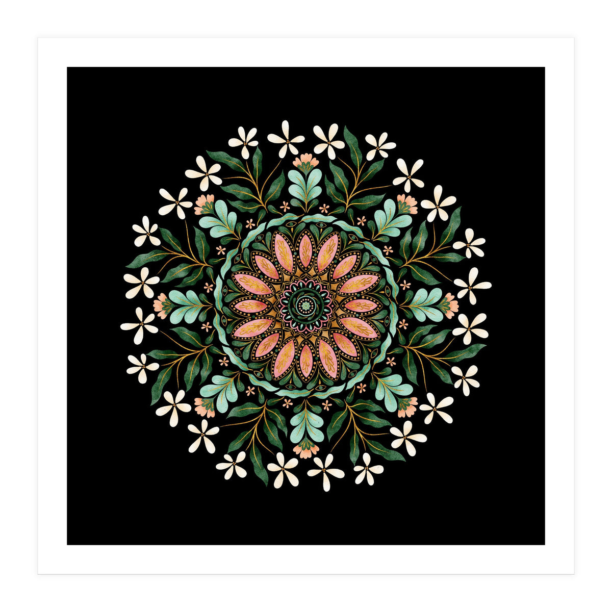 Floral Mandala | Black (Print Only)