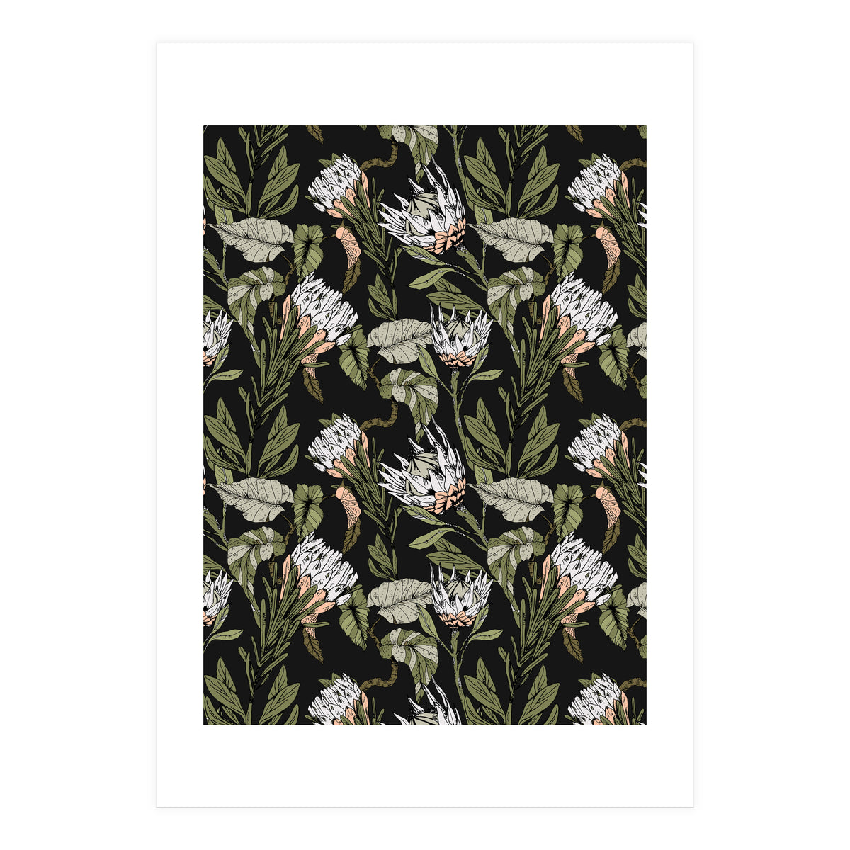 Dark pattern botanical boho (Print Only)